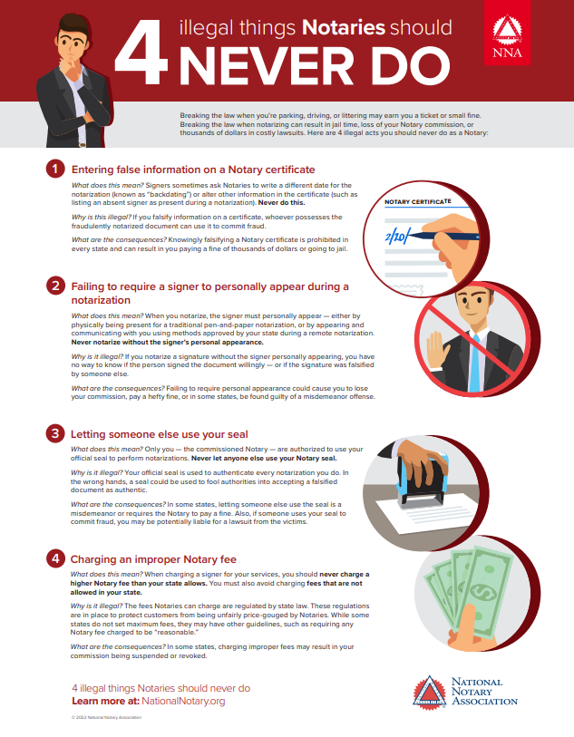 4 illegal things Notaries should never do — and why NNA